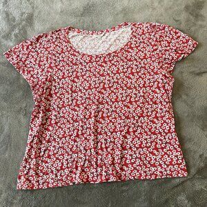 Lucky Brand Scoop Neck Floral Tee Shirt XXL Cotton Modal Flutter Short Sleeve